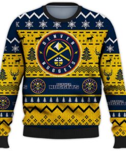 Denver Nuggets Black Yellow Ugly Christmas Sweater For Men And Women
