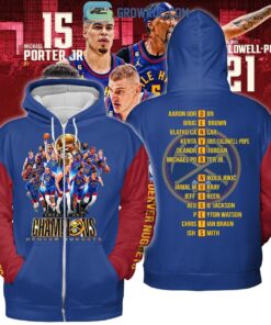 Denver Nuggets Blue Red Champions Zip Hoodie For Men And Women