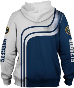 Denver Nuggets Blue White Curves Zip Hoodie Best Gift For Fans