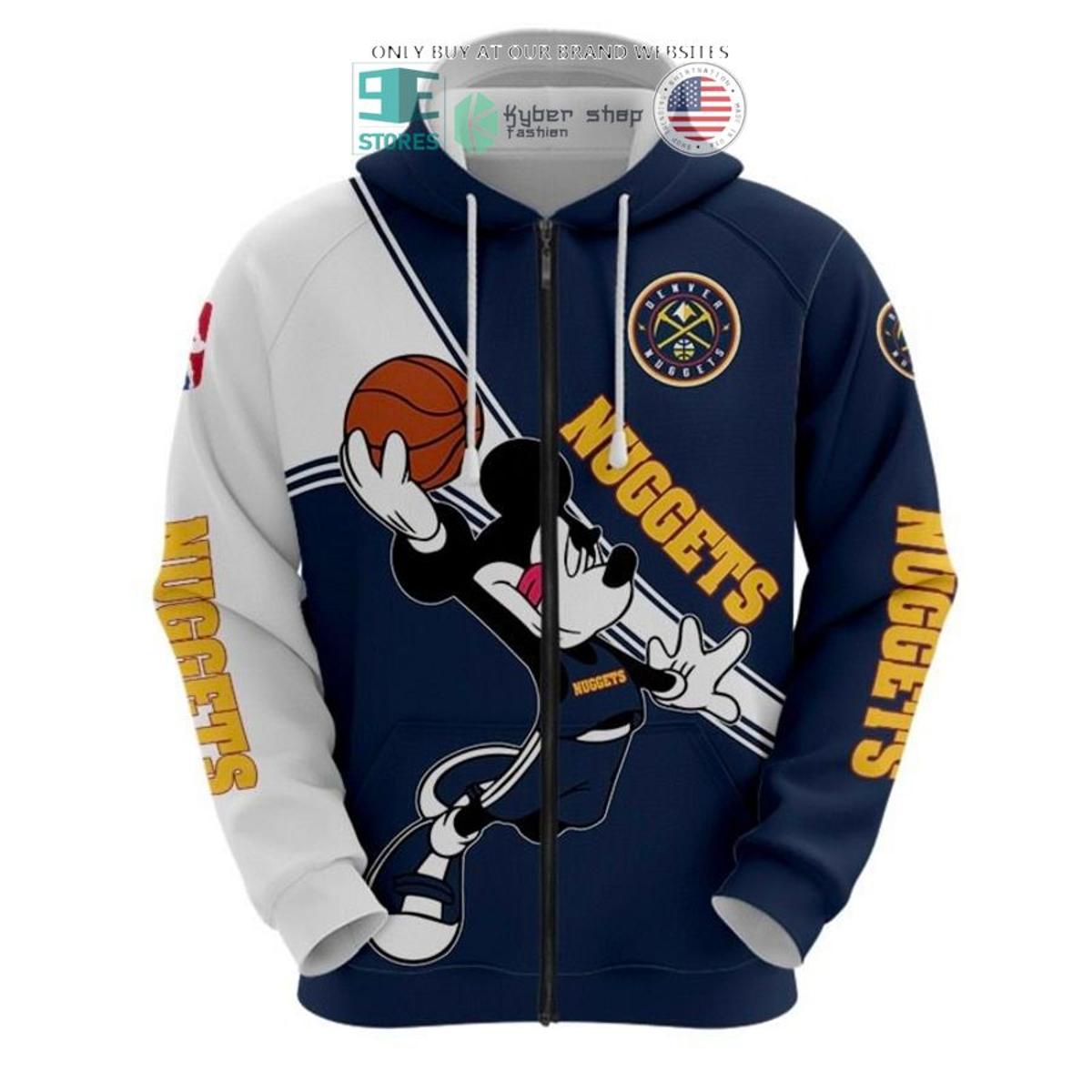 Denver Nuggets Mickey Slam Dunk Zip Hoodie Gifts For Lovers