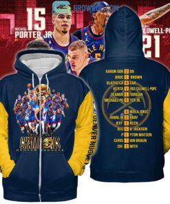 Denver Nuggets Yellow Blue Zip Hoodie Gift For Fans