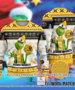 Denver Nuggets White Yellow The Grinch Best  Ugly Christmas Sweater