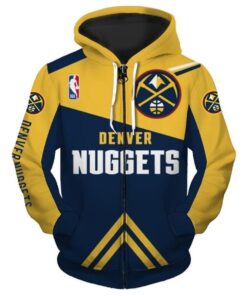 Denver Nuggets Yellow Blue Zip Hoodie Gift For Fans