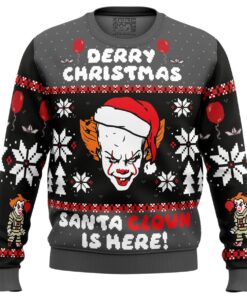 Derry Christmas Pennywise The Clown Ugly Sweater Xmas Outfit For Horror Fans 1