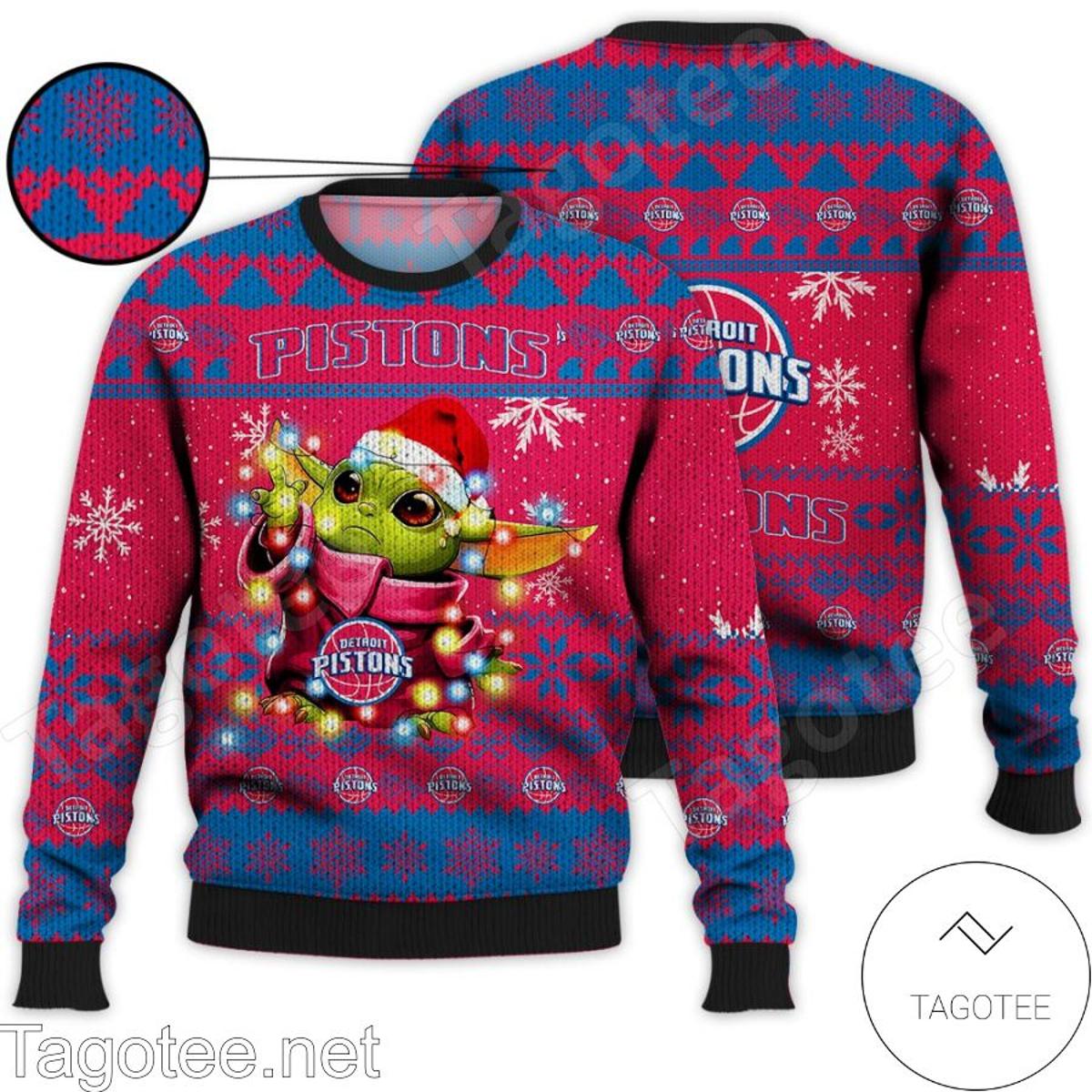 Detroit Pistons Jack Skellington Ugly Christmas Sweater Gift