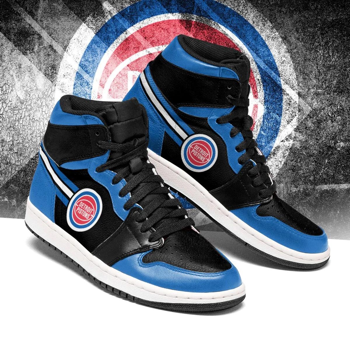 Detroit Pistons White Red Air Jordan 1 High Tops