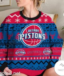 Detroit Pistons Blue Red Ugly Christmas Sweater For Men And Women