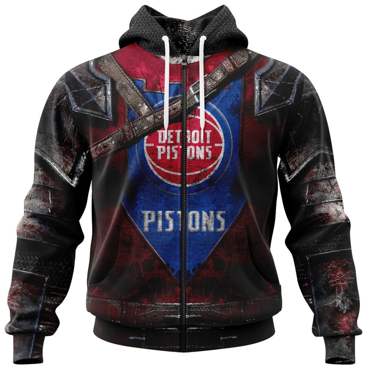 Detroit Pistons Custom Name Number Skull Zip Hoodie Funny Gift For Fans