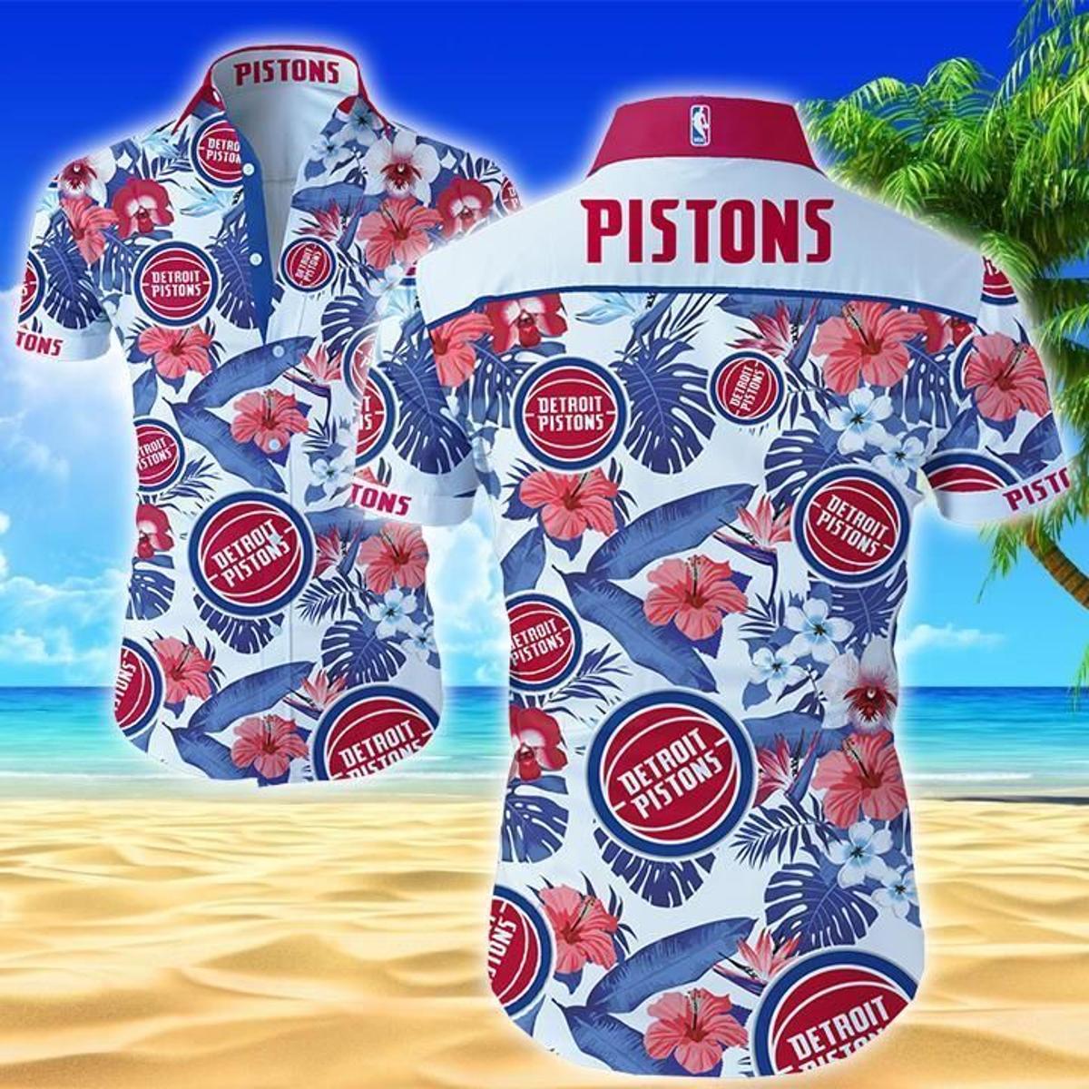 Nba Detroit Pistons Hibiscus Patterns Tropical Hawaiian Shirt For Men Women