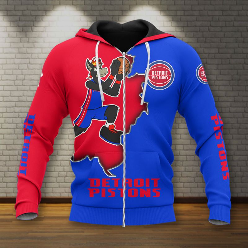 Detroit Pistons Custom Name Number Skull Zip Hoodie Funny Gift For Fans