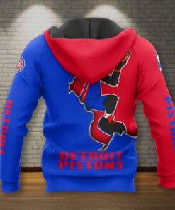 Detroit Pistons Red Blue Mascot Scratch Zip Hoodie Gift For Fans