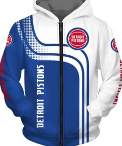 Detroit Pistons White Blue Curvers Zip Hoodie Gifts For Lovers