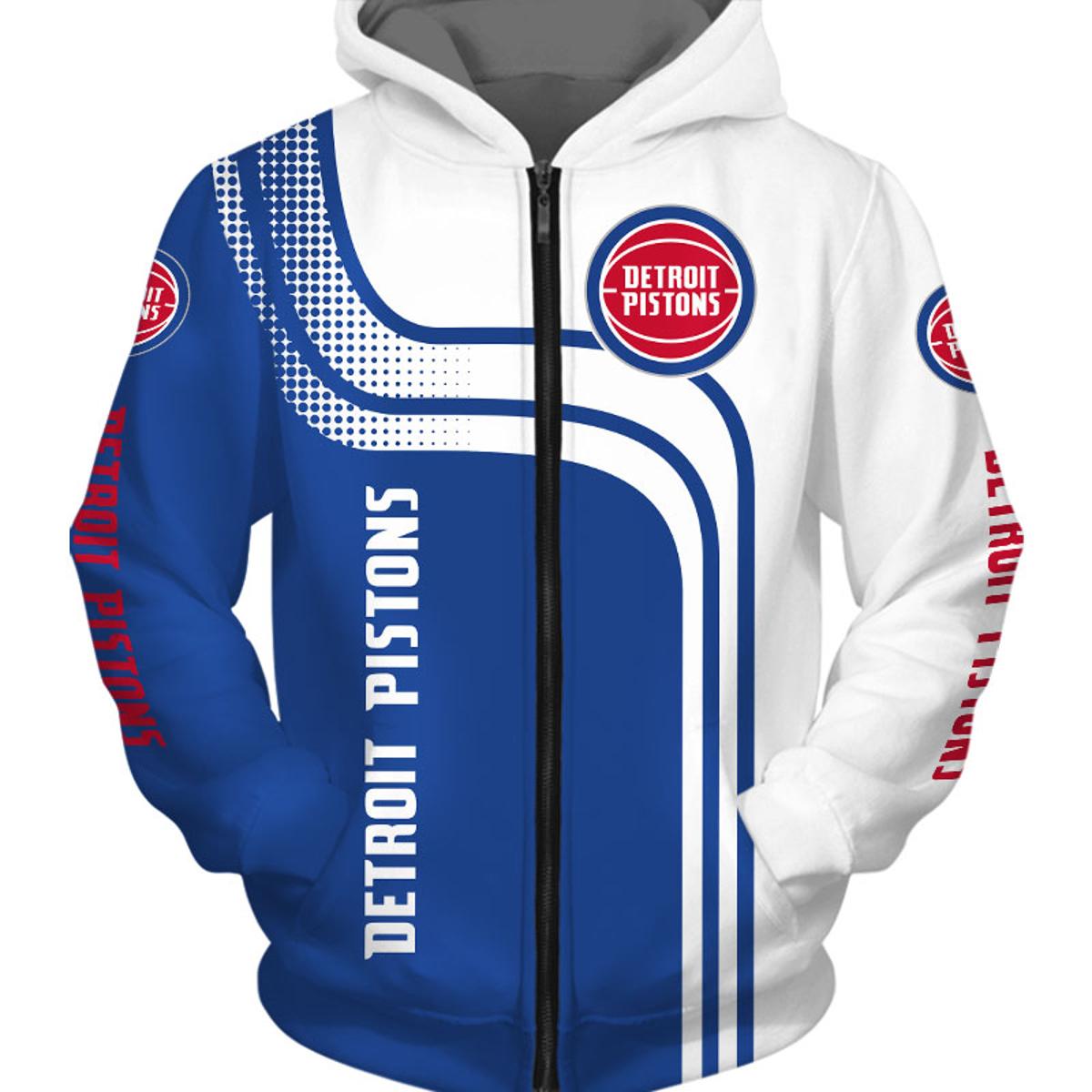 Detroit Pistons Custom Name Number Warrior Zip Hoodie Best Gift For Fans