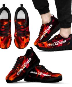 Dodge Challenger Flaming Running Shoes Red Black 2