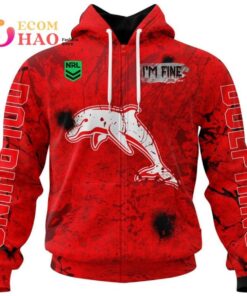 Dolphins Custom Name Number Im Fine In Halloween Zip Up Hoodie For Fans 1