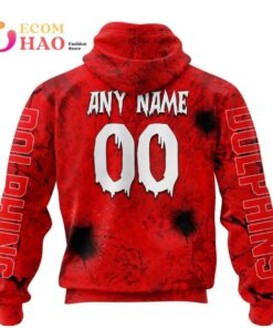 Dolphins Custom Name Number I’m Fine In Halloween Zip Hoodie For Fans