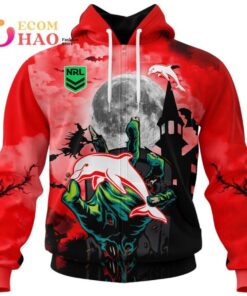 Dolphins Halloween Is Coming Red And Black Zip Hoodie