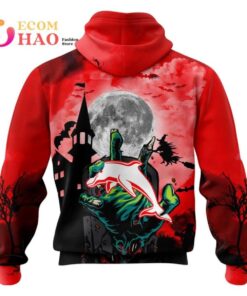 Dolphins Halloween Is Coming Red And Black Zip Hoodie