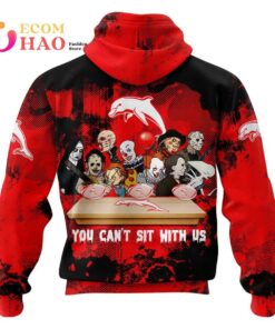 Dolphins You Cant Sit With Us Halloween Black Red Zip Up Hoodie 2