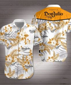 Don Julio Tropical Floral White Yellow Hawaiian Shirt For Men Women