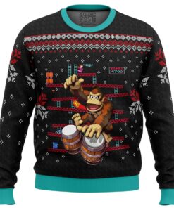 Donkey Kong Drums Plus Size Ugly Xmas Sweater Best Holiday Gift For Video Game Fans