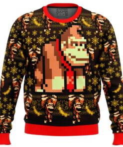 Donkey Kong Sprite Pixel Art Style Ugly Christmas Sweater Funny Gift For Fans