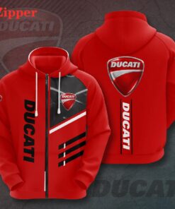 Ducati Red Zip Hoodie For Men And Women