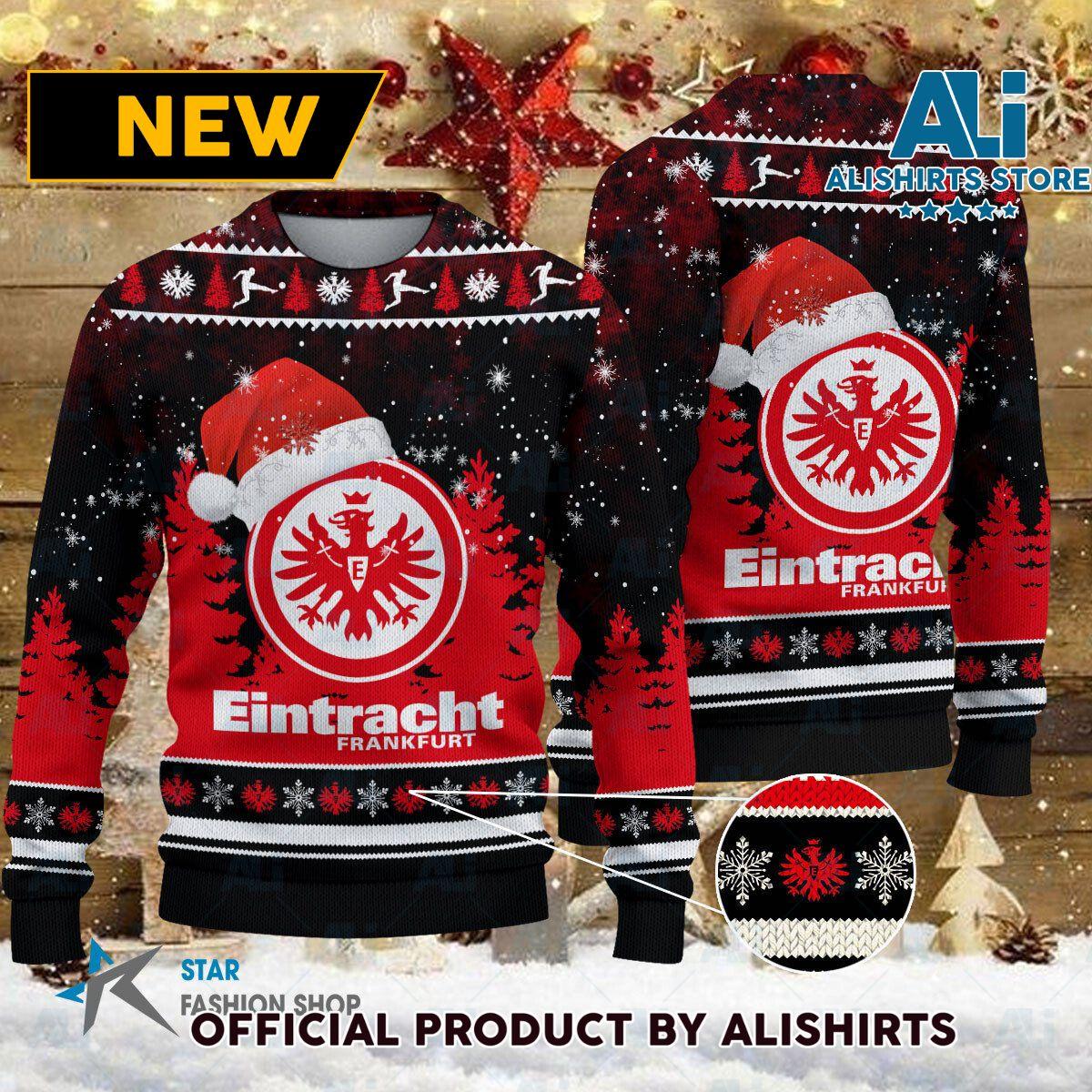 Eintracht Frankfurt Santa Hat Ugly Christmas Sweater For Fans