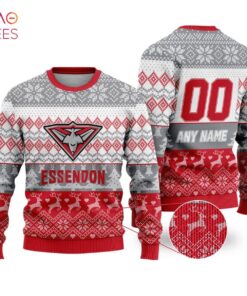 Essendon Bombers Custom Name Number Ugly Christmas Sweater For Fans