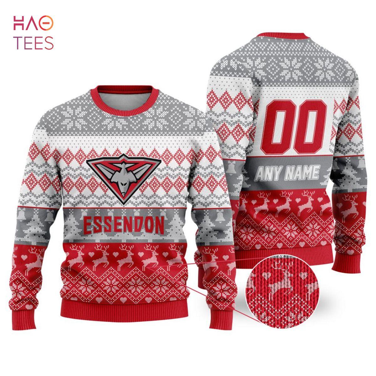 Essendon Bombers Custom Name Number Ugly Christmas Sweater For Fans