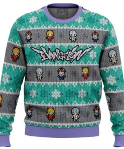 Evangelion Units Neon Genesis Evangelion Chibi Pixel Style Ugly Christmas Sweater Funny Gift For Fans