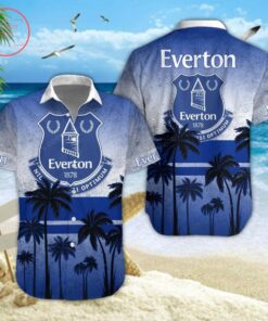Everton Fc Big Logo Coconut Trees Vintage Hawaiian Shirt Best Gift For Fans
