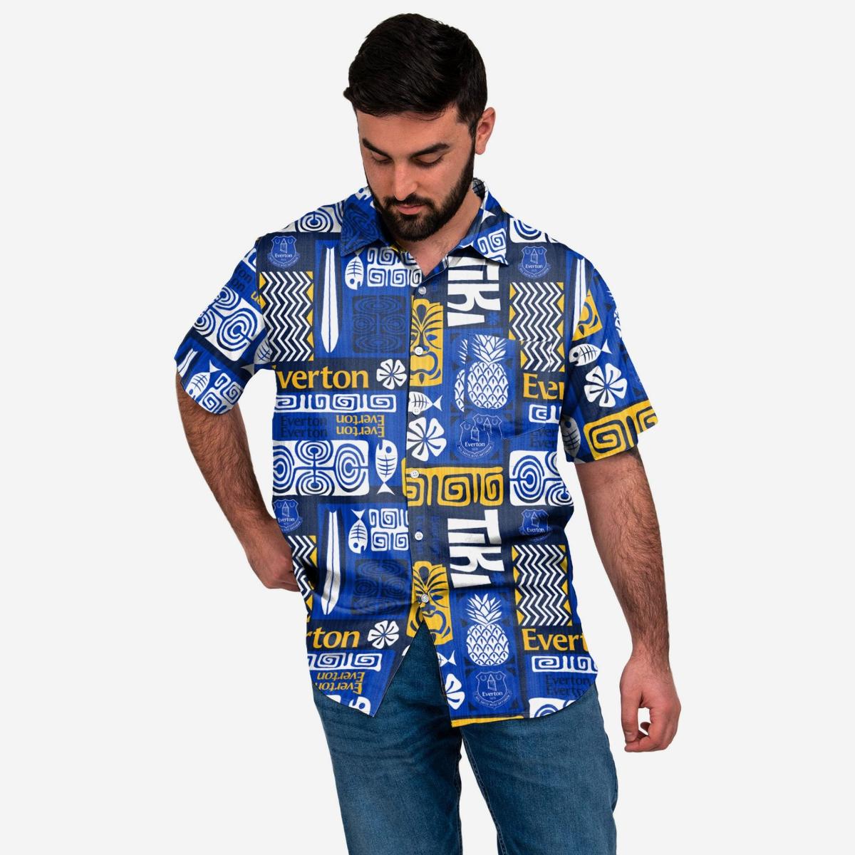 Everton Fc Tropical Leaves Patterns Vintage Hawaiian Shirt Funny Gift For Fans