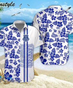 Everton Fc White Blue Floral Aloha Shirt Best Outfit For Fans