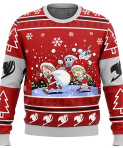 Fairy Tail Chibi Style Red Ugly Christmas Sweater Best Xmas Gift For Manga Anime Fans