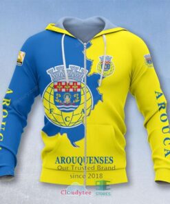 Fc Arouca Yellow Blue Zip Hoodie Gift For Fans
