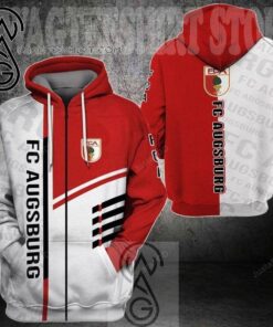 Fc Augsburg Red White Zip Hoodie Gifts For Lovers