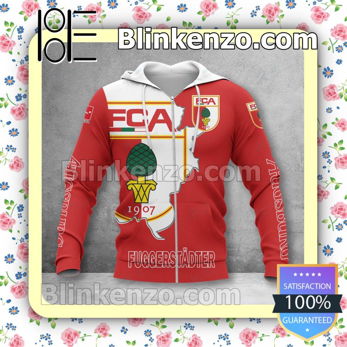 Fc Augsburg Red White Zip Hoodie Gifts For Lovers