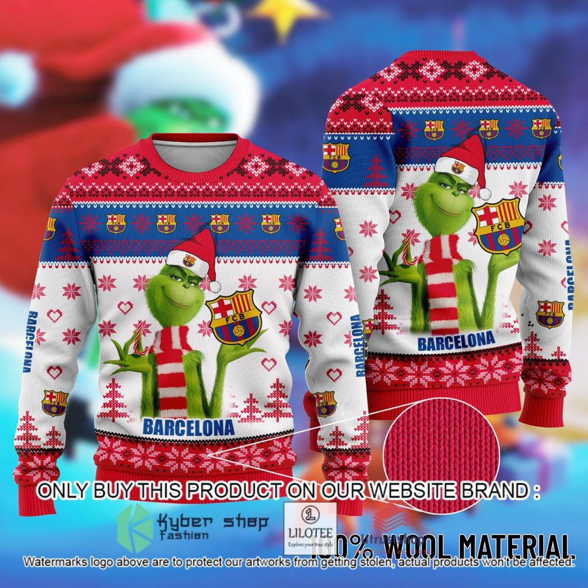 Fc Barcelona The Grinch Ugly Christmas Sweater For Fans