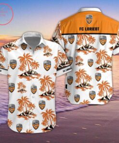 Fc Lorient Coconut Tree White Orange Best Hawaiian Shirt Gift For Ligue 1 Fans