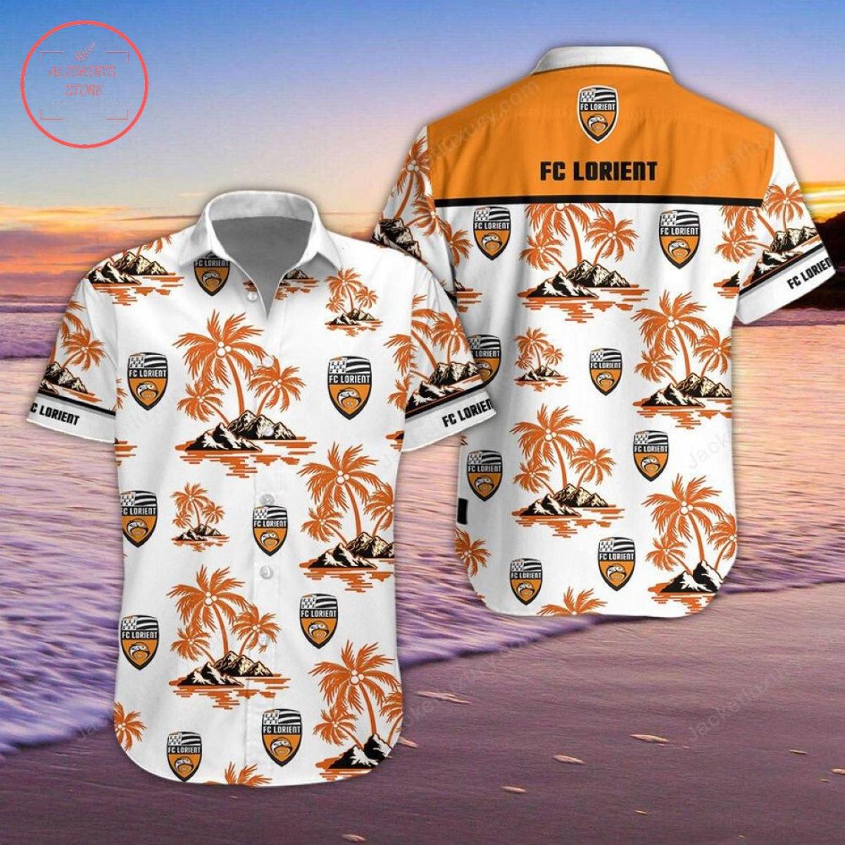 Fc Lorient Summer Palm Tree Vintage Hawaiian Shirt Gift For Ligue 1 Fans