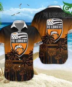 Fc Lorient Coconut Tree White Orange Best Hawaiian Shirt Gift For Ligue 1 Fans