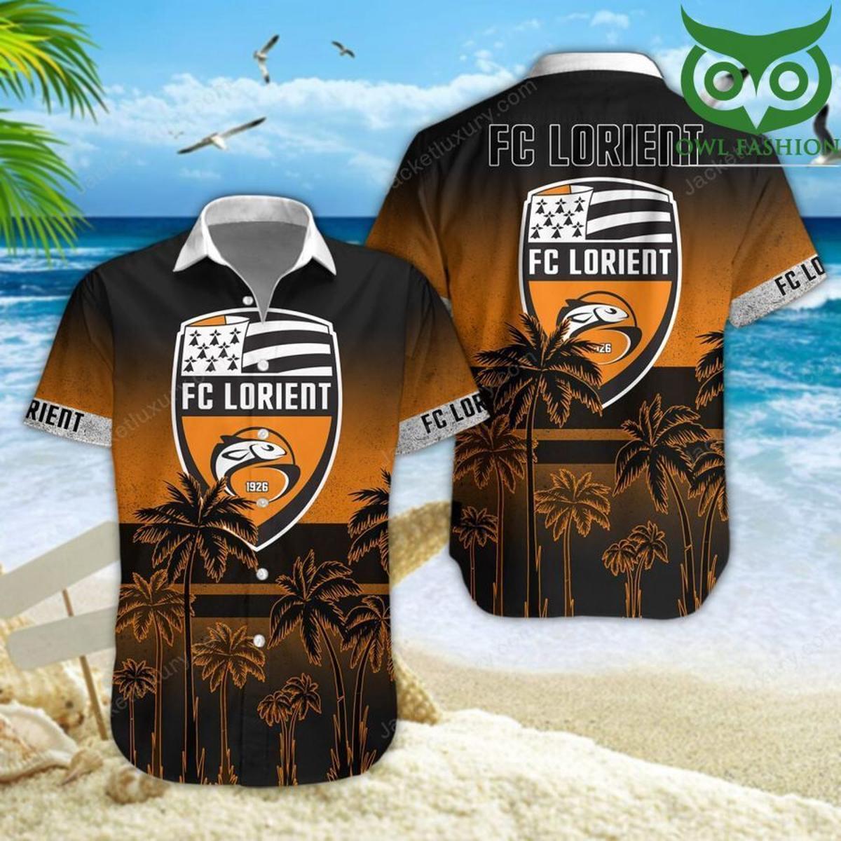 Fc Lorient Coconut Tree White Orange Best Hawaiian Shirt Gift For Ligue 1 Fans