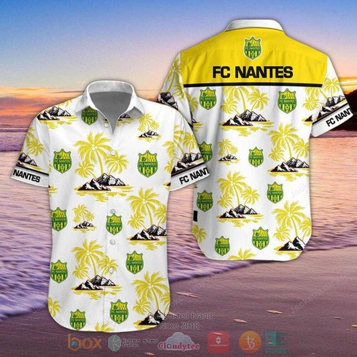 Fc Nantes Ligue 1 Green Yellow Simple Style Aloha Shirt Best Hawaiian Outfit For Fans