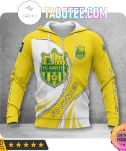 Fc Nantes White Yellow Zip Hoodie Gifts For Lovers
