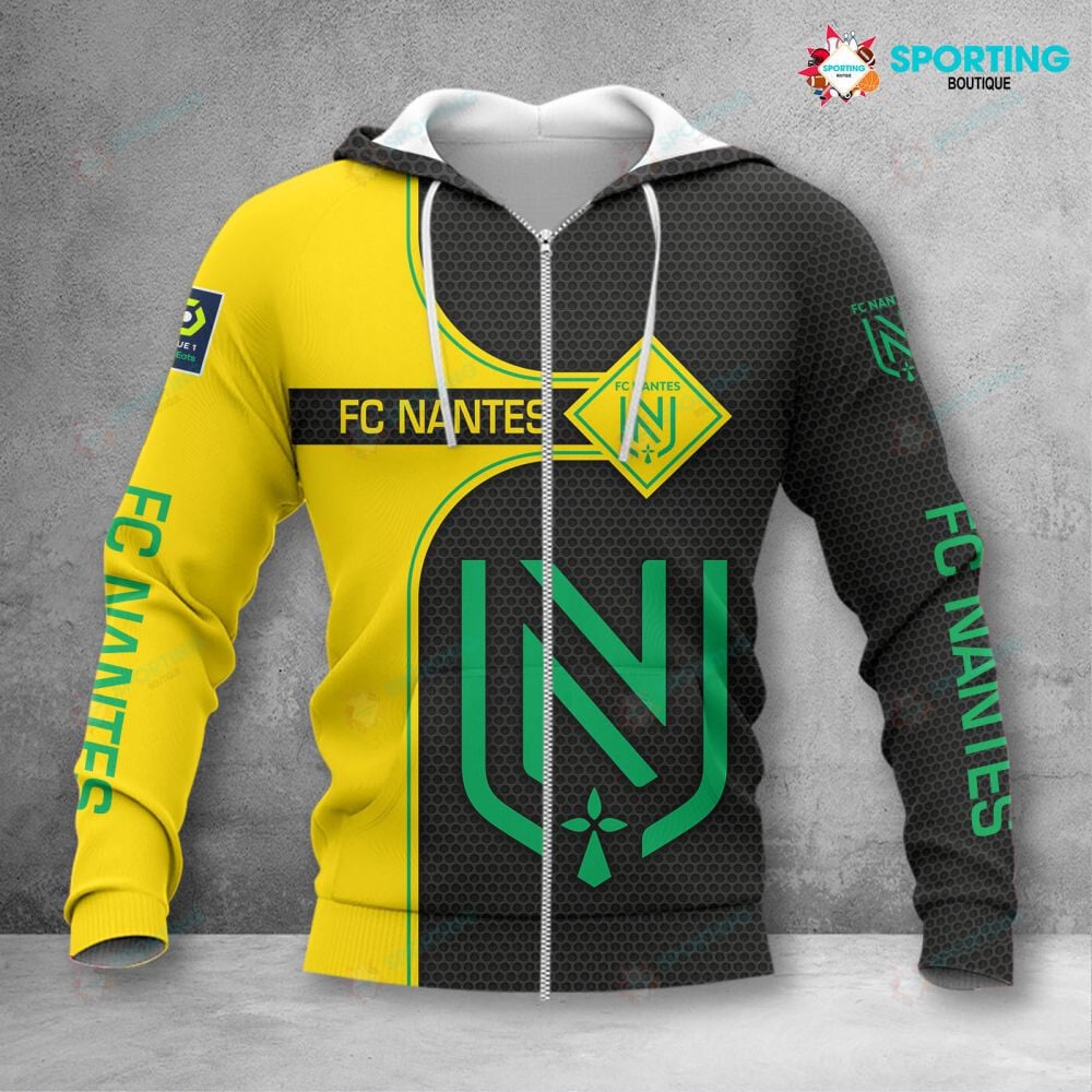 Fc Nantes Green Yellow Zip Hoodie Gift For Fans