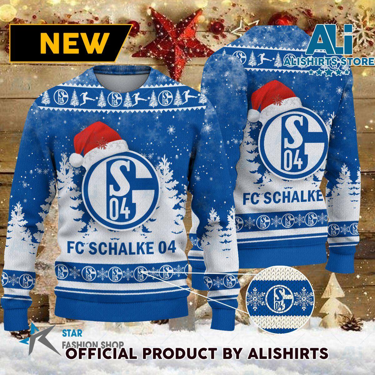 Fc Schalke 04 White Blue Ugly Christmas Sweater Gift