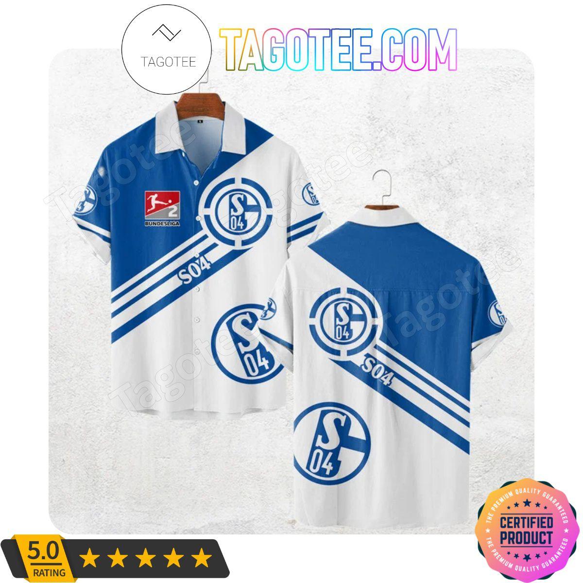 Fc Schalke 04 Bundesliga White Blue Aloha Shirt Best Outfit For Fans