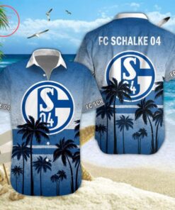 Fc Schalke 04 Coconut Tree Blue Hawaiian Shirt Size From S To 5xl