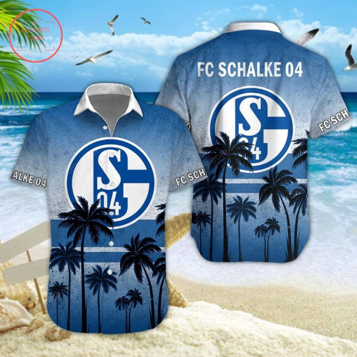 Fc Schalke 04 Bundesliga White Blue Aloha Shirt Best Outfit For Fans